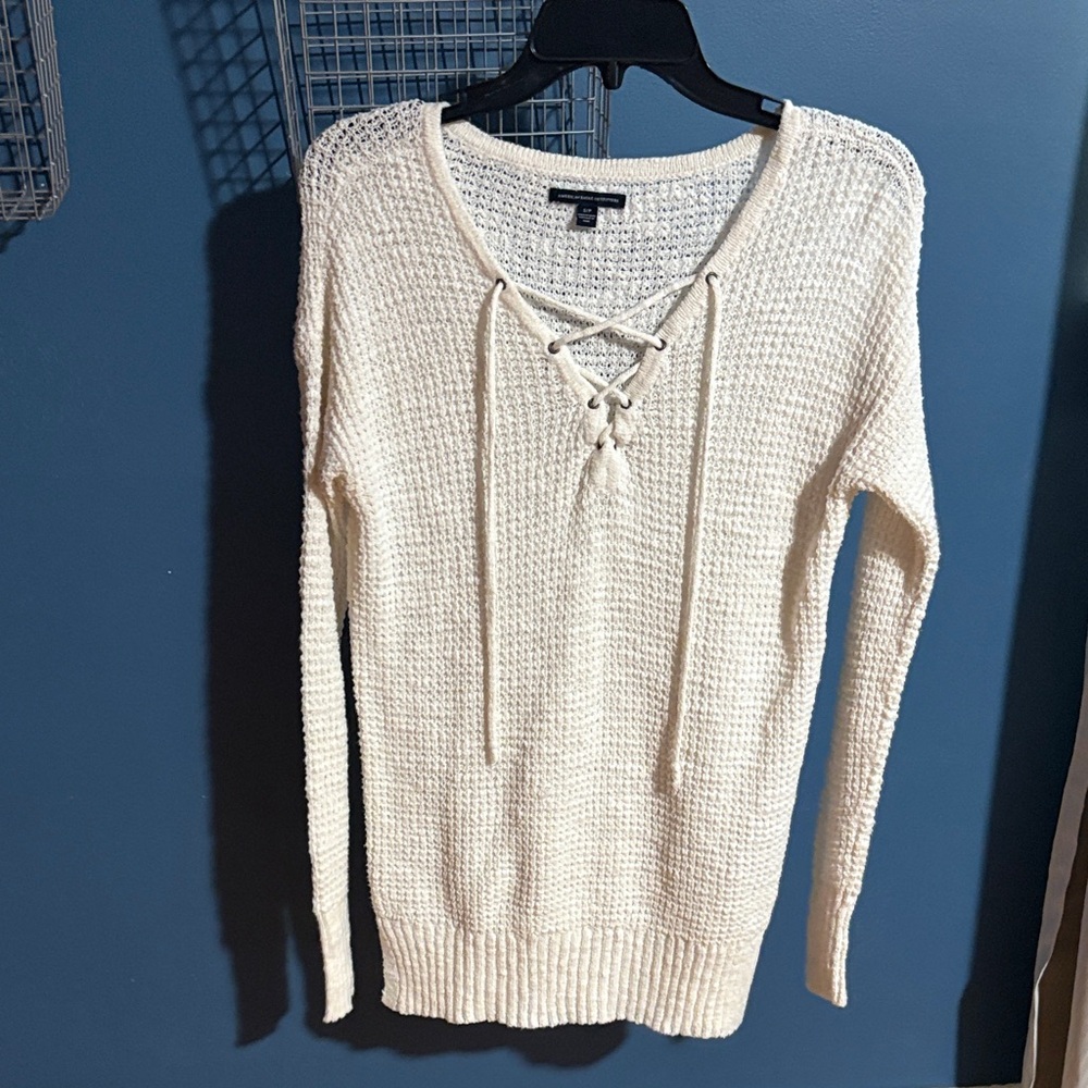 American Eagle Outfitters Cream Knit Sweater